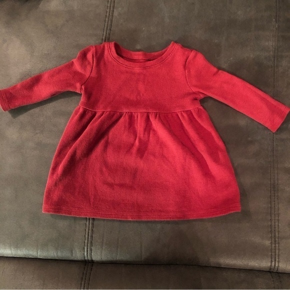 Red Long Sleeve Old Navy Dress Size 12-18 Months - Picture 1 of 5